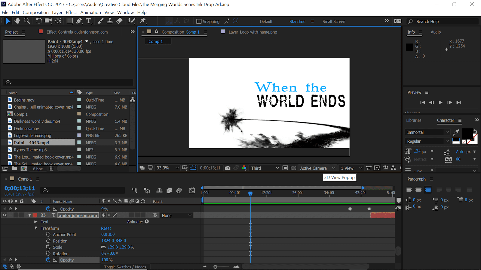 When the World Ends and War Begins: Behind the Scenes- Making a Book Video